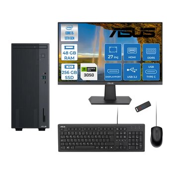 Asus Expertcenter P500mv Intel Core İ5-13420H 48Gb Ddr5 256Gb Ssd Freedos 6Gb/Rtx3050 100Hz Ips 27" Mon Minitower Masaüstü Bilgisayar Wm5136216512b0df16+Zettausbbellek
