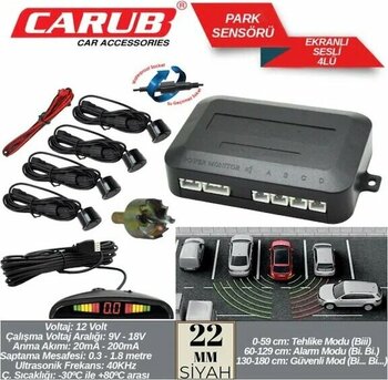 Carub Park Sensörü Ekranlı Sesli 22mm Siyah