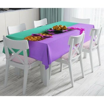 RealHomes Yeşil ve Mor Ananas Temalı 140 x 220 cm Masa Örtüsü