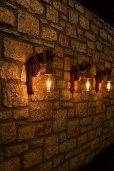 AYBÜK PABUÇ Dekoratif Rustik Aplik – Halatlı Ahşap Duvar Apliği Avize Kafe Balkon Ev Dekor Lambası (3 Adet)