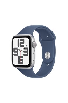 Apple Watch SE GPS 44mm Gümüş Alüminyum Kasa + Kot Rengi Spor Kordon - M/L
