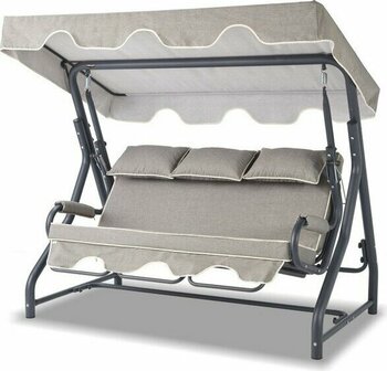 Erinöz Salvia 3 Kişilik Yatarlı Bahçe Salıncağı Balkon Teras Salıncak Gri Minder - Antrasit