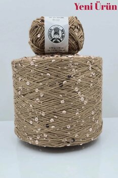 göçer Çanta İpi / Örgü İpi %100 pamuk renk koyu bej 3+6 gümüş pullu yumaklar 50gr X 2 =100gr