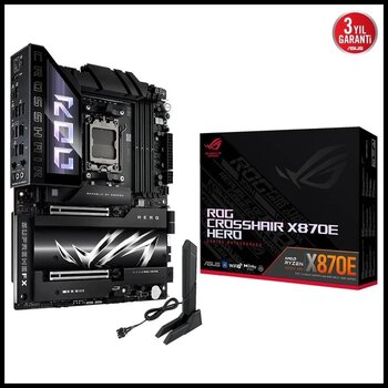 Asus Rog Crosshaır X870e Hero, 4Xddr5, 5Xm.2, Hdmı, Dp, Type-C, Pcıe 5.0, 2Xwi-Fi 7, Bluetooth V5.4, Am5 Soket Gamıng An