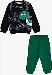 Breeze Erkek Çocuk Eşofman Takımı Dinozor Desenli 1-4 Yaş Lacivert