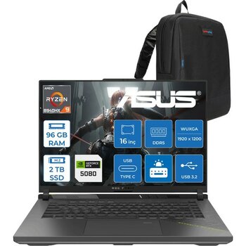 Asus Rog Strix G16 G614PW Amd Ryzen 9 8940HX Aı 96GB Ddr5 2tb SSD 16GB/RTX5080 175W  16-Inch Fhd+ 165Hz 3ms 100%SRGB (1920 x 1200, Wuxga) Freedos G...