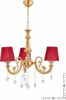 Polat Aydınlatma Turna 3 Lü Bordo Şapkalı Lüx Avize (Gold) - Gold