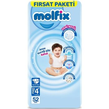 Molfix 3D Bebek Bezi 4+ Beden (9-16 Kg) Maxiplus, Fırsat Paketi, 52 Adet - 0 - 1 Ay - 0 - Siyah