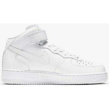 Nike Air Force 1 '07 Mid Leather Unisex Sneaker Hakiki Deri Yüksek Bilek Günlük Spor Ayakkabı Beyaz - 40