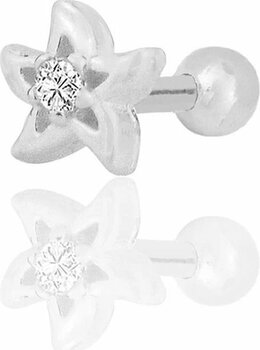 Söğütlü Silver Gümüş Rodyumlu Zirkon Taşlı Yıldız Modeli Tragus Helix Piercing Küpe Barcode Gümüş - Çok Renkli