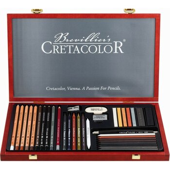 Cretacolor Ultimo Ahşap Kutulu Profesyonel Karakalem Eskiz Resim Çizim Seti