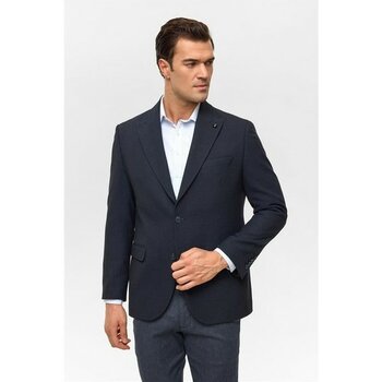 Süvari Lacivert Regular Desenli Mono Yaka 4 Drop Ceket - 60