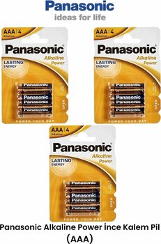PANASONIC Alkaline AAA-LR03 1,5V 12 Adet İnce Kalem Pil (AAA)