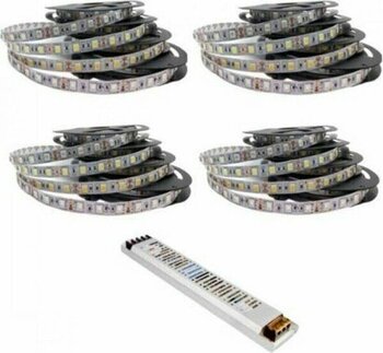 Garra Yüksek Işık 20 Metre 3 Cipli Şerit LED ve 25 Amper LED Trafosu Metrede 60 LED - 20 m - Beyaz