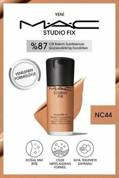 MAC Studio Fix Fluid NC44 SPF 15 30 ml Su, Terleme ve Bulaşmaya Dayanıklı Doğal Mat Bitiş Fondöten