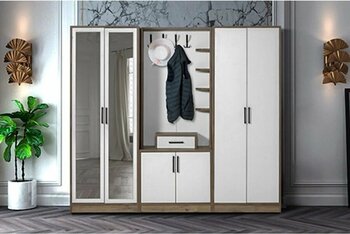 Moderniya Mobilya Loft 4 Kapılı 2 Aynalı Portmanto