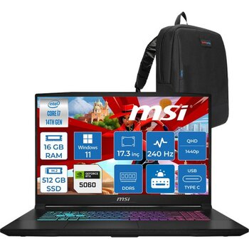 MSI Msı Katana 17 Hx Intel Core I7 14650HX 16GB Ddr5 512GB SSD Windows 11 Pro RTX5060 8gb Gddr7 115W 17 Inç 2k QHD(2560X1440) 240HZ Gaming Laptop B...