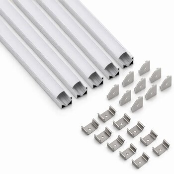 5’Li Set Köşe Led Profil Kanal 18X18mm 1 Metre Alüminyum Sıva Üstü Led Şerit Kanalı Opak Kapaklı Tutuculu Vitrin