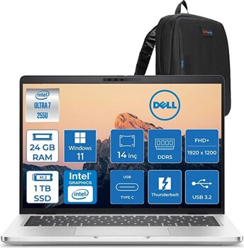 Dell Pro 14 Plus Core Ultra 7 255u 5.1ghz 24 GB RAM 1 TB SSD W11Home Boost 14" IPS Fhd+ Pb14250bto110h08 - Zetta Çanta
