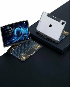 JP12.9 iPad Pro 12.9 (2022) Kılıf Vales Dönen Ledli Klavyeli Tablet Kılıfı - S - UST4970-5033 - Çok Renkli