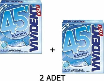 Vivident 45 Dakika Nane Aromalı Şekersiz-Tatlandırıcılı Şerit Sakız 33 gr 2 Adet
