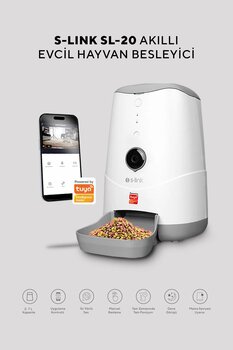 S-LINK Swapp Sl-20 720p Hd Kameralı Akıllı Evcil Hayvan Besleyici Wi-fi Tuya Destekli