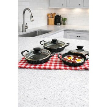 Meşeler Döküm Sahan Seti Siyah 18-20-22 cm