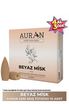 AURAN Beyaz Misk Kokulu Geri Akış Tütsüsü konik Tütsü White Musk Backflow Incense Cones 10 Adet