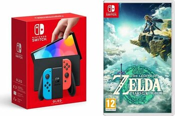 Nintendo Switch OLED 64 GB Neon Blue, Neon Red + The Legend of Zelda: Tears of the Kingdom Oyun Konsolu