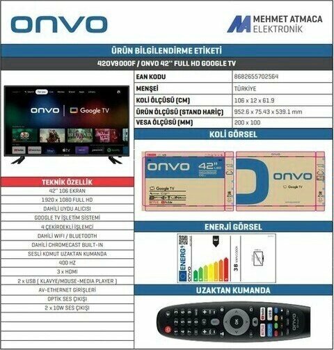 Onvo 42OV9000F Full HD 42 inç LED Smart TV