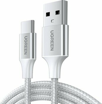 Ugreen Usb-C To Usb-A 3A Qc Örgülü Hızlı Şarj Kablosu, 3 Metre, Gümüş Beyazı - 60409 - Beyaz - Gri