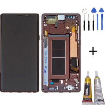 Te Samsung Note 9 N960 Uyumlu Çıtalı Lcd Ekran Servis Kırmızı