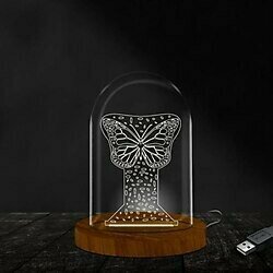 Kelebek Fanus Lamba 3 Boyutlu Elektrikli Masa Üstü Gece Lambası