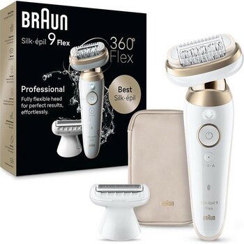 Braun Silk·épil 9 Flex, Kolay Tüy Alma Için 360° Elastik Başlıklı Epilatör, Islak ve Kuru Tüy Alma, Uzun Süre Için Pürüzsüz Deri, 9-011 3d, Altın