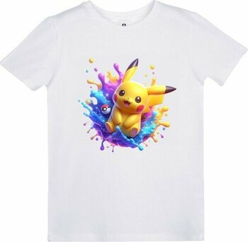 Pikachu Baskılı T-Shirt - 9 Yaş - 001-Beyaz