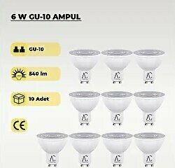 AC AYDINLATMA 6W GU10 Led Ampul 4000k Gün Işığı 10 Adet