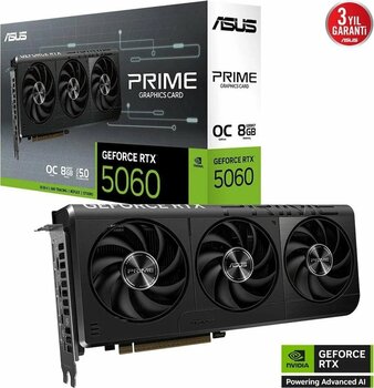 Asus Prime-Rtx5060-O8g-Nvidia-Geforce-Rtx 5060-8gb Gddr7-128bit--Hdmi-3xdp-Dlss3 Ekran Karti