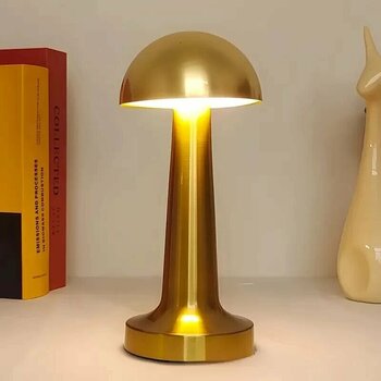 Şarjlı Masa Lambası Mantar Lamba Kahverengi