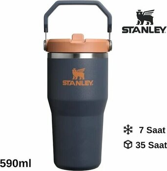 Stanley The Iceflow Flip Straw Pipetli Termos Bardak 0.59 Lt Matara Lacivert