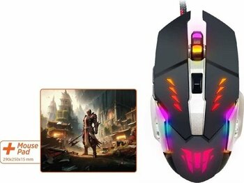 Polosmart Pgs303 Kablolu Rgb Optik Oyuncu Mouse + Mouse Pad Siyah