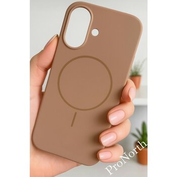 ProNorth IPhone 16 Uyumlu Kılıf Magsafe Destekli Premium Sıvı Silikon Kapak - Çöl Rengi