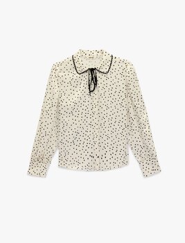 Regular Fit Puantiyeli Bağlama Detaylı Klasik Yaka Uzun Kollu Gömlek