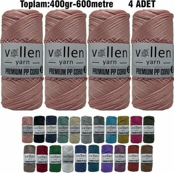Vollen Yarn 600M Polyester Makrome Ipi, Supla Ipi, Çanta Ipi, Bileklik IPI,MAKRAME,1.5MM-400GR - Pudra Pembe