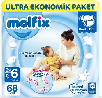 Molfix 6 Numara Extra Large 68'li Bebek Bezi