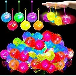 4 PCS FLASHING SPIKY LİGHT BALL 4 ADET SESLİ LED IŞIKLI KİRPİ YOYO TOP STRES OYUNCAĞI PİLLİ IŞIK