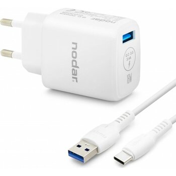 Marsilyan Type-C Qc 3.0 Hızlı Şarj Seti 18W 3.4A USB Adaptörlü - Beyaz ND1010 - Çok Renkli