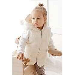 Mother Love Teddy Peluş Çocuk Yelek Kapüşonlu Astarlı 3d Kulaklı