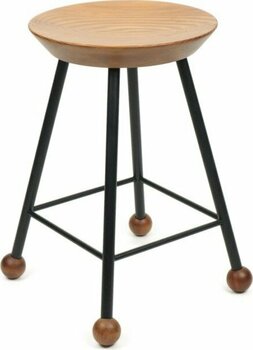 Wood Stone Art Tabure Bar Taburesi Ahşap Demir Ayaklı Ahşap Topuzlu Modern Rahat - Siyah - 47 Cm