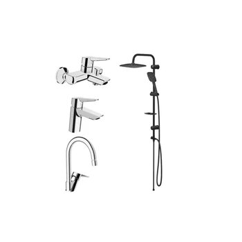 Artema Solid S Lavabo, Banyo, Eviye Batarya Ve Valtemo Tepe Duş Seti VS-5045