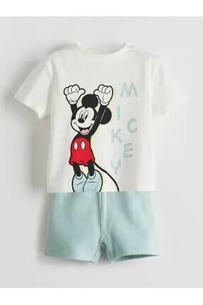 LC Waikiki LCW baby Mickey Mouse Baskılı Erkek Bebek Tişört ve Şort 2'li
